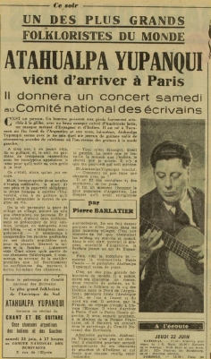 Ce Soir 23 de junio de 1950 llegada a París